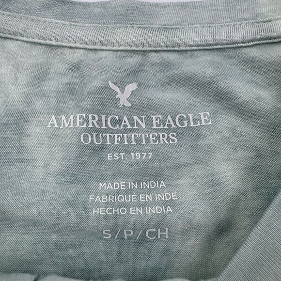 American Eagle Green Tie Dye Cut Out Front Tee Shirt Women’s Small Boho Top - Picture 3 of 7